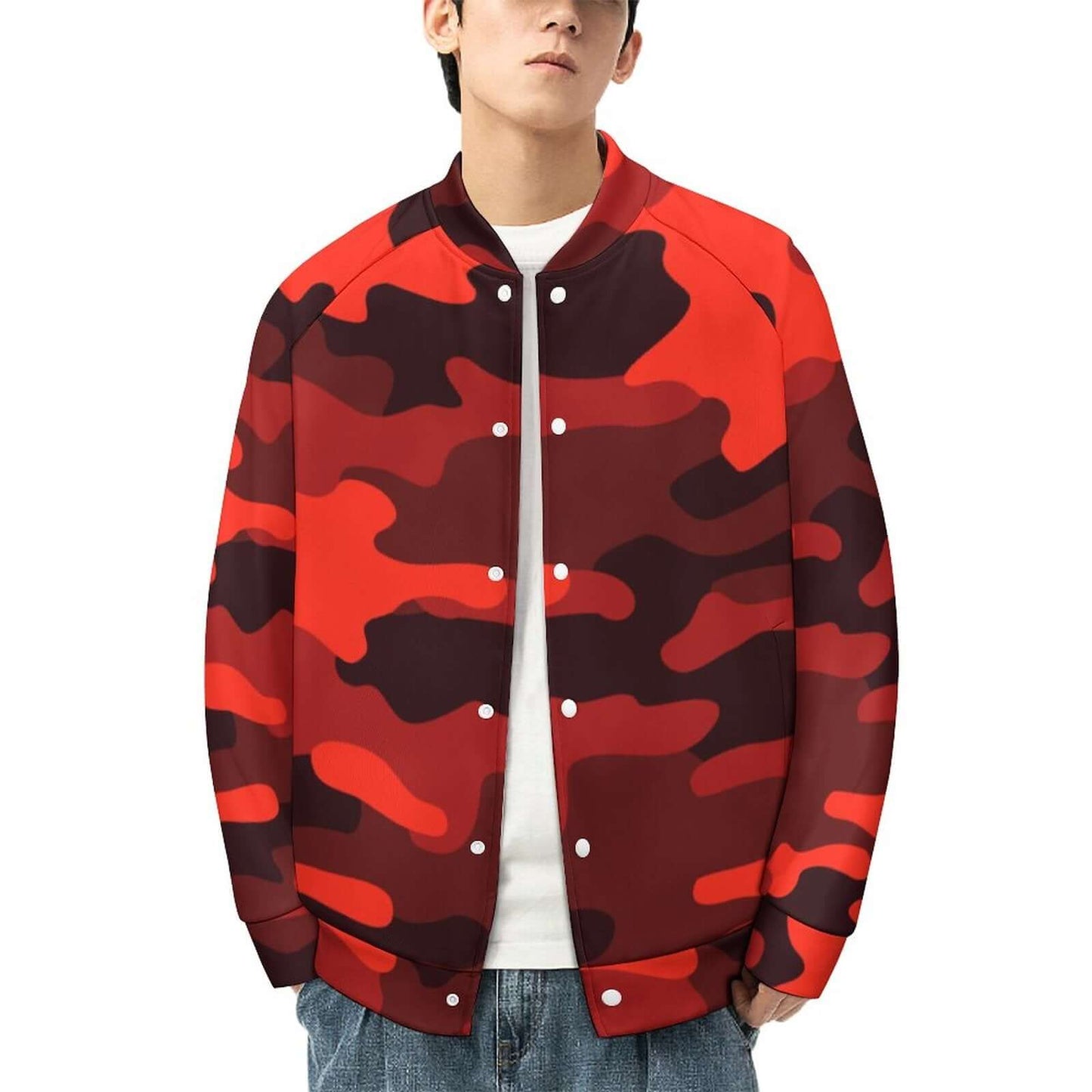 Men's Camo Jacket | Scarlet Red & Black Camouflage