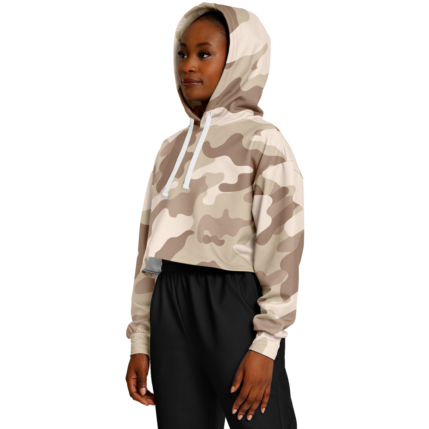 Cropped Hoodie For Women | Brown Desert Camouflage