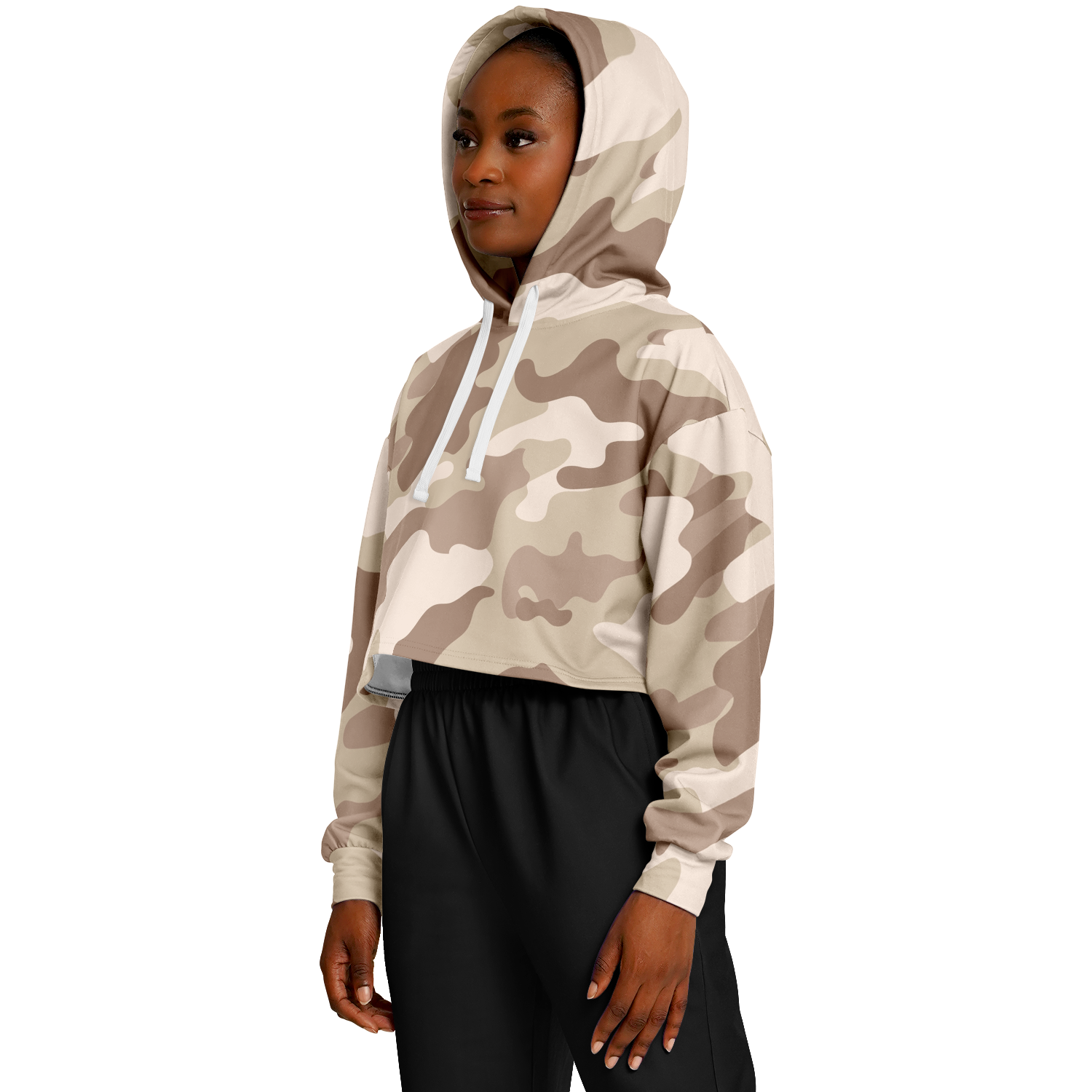 Cropped Hoodie For Women | Brown Desert Camouflage