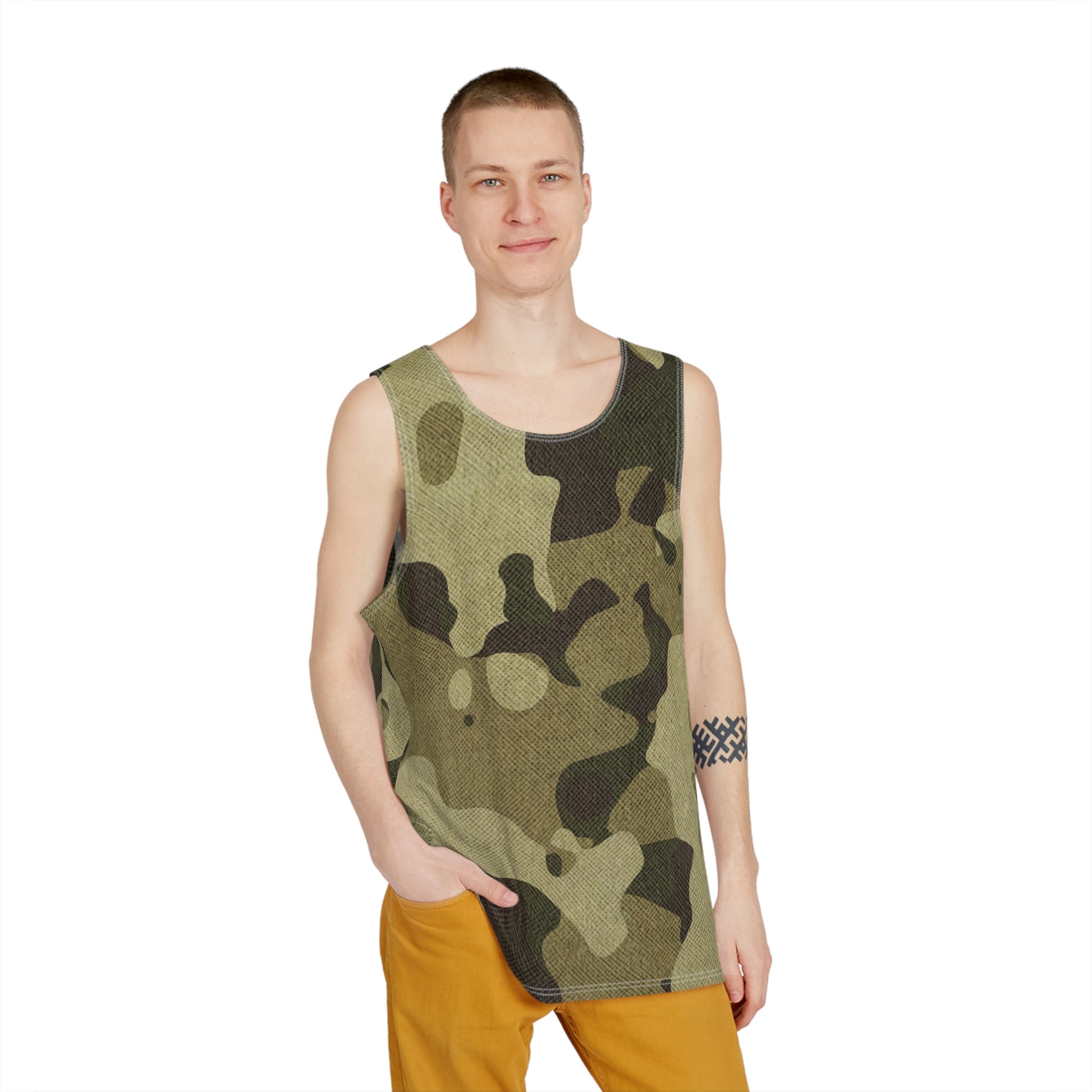 Men's Camo Tank Top | Green Fabric | Loose Fit