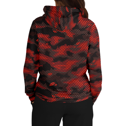 Red Camo Hoodie | Geometric Hive Camouflage Pattern