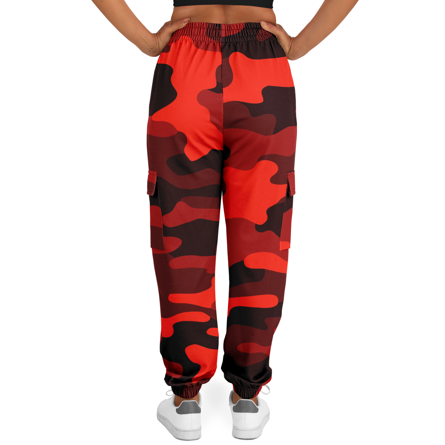 Camo Cargo Pants | Unisex | Scarlet Red & Black