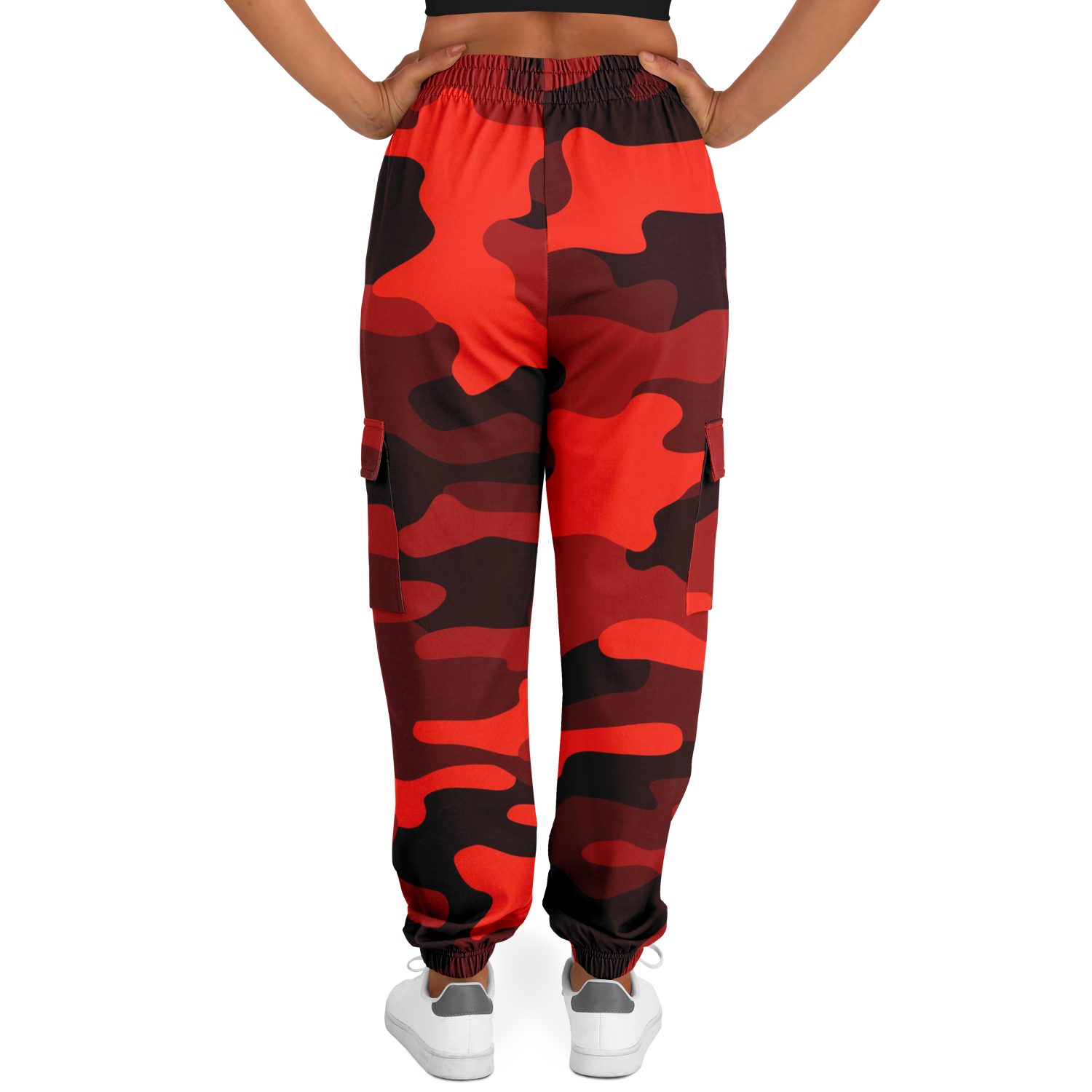 Camo Cargo Pants | Unisex | Scarlet Red & Black