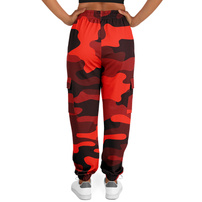 Camo Cargo Pants | Unisex | Scarlet Red & Black