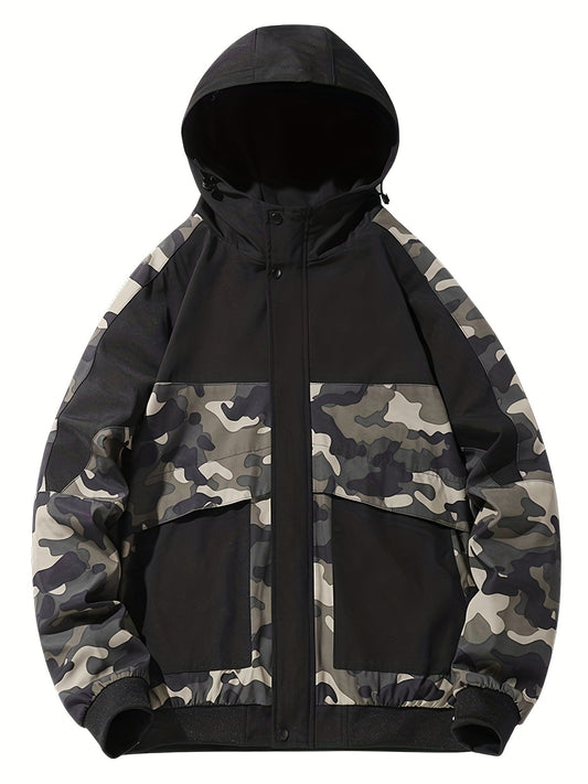 Camo Graphic Fleece Jacket | Men's Casual Hooded Winter Coat