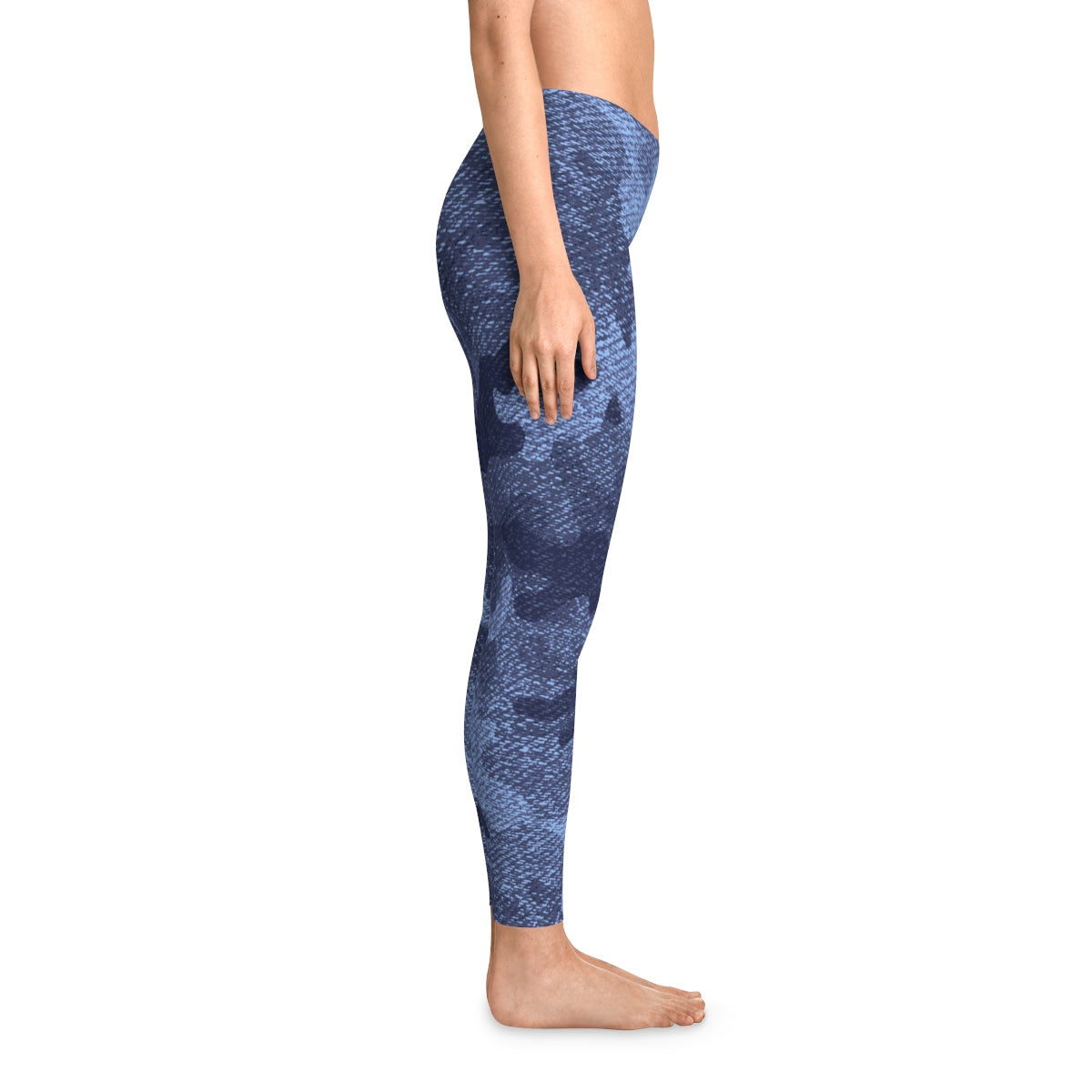 Denim Blue Camo Leggings For Women | Mid Waist Fit