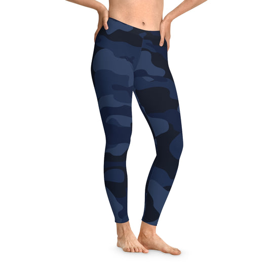 Blue Camo Leggings For Women | Mid Waist Fit