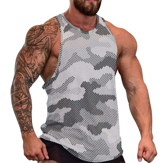 Camo Tank Top | Black & White Digital Dotted