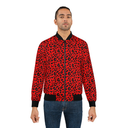 Leopard Jacket | Men's Classic Bomber | Red & Black