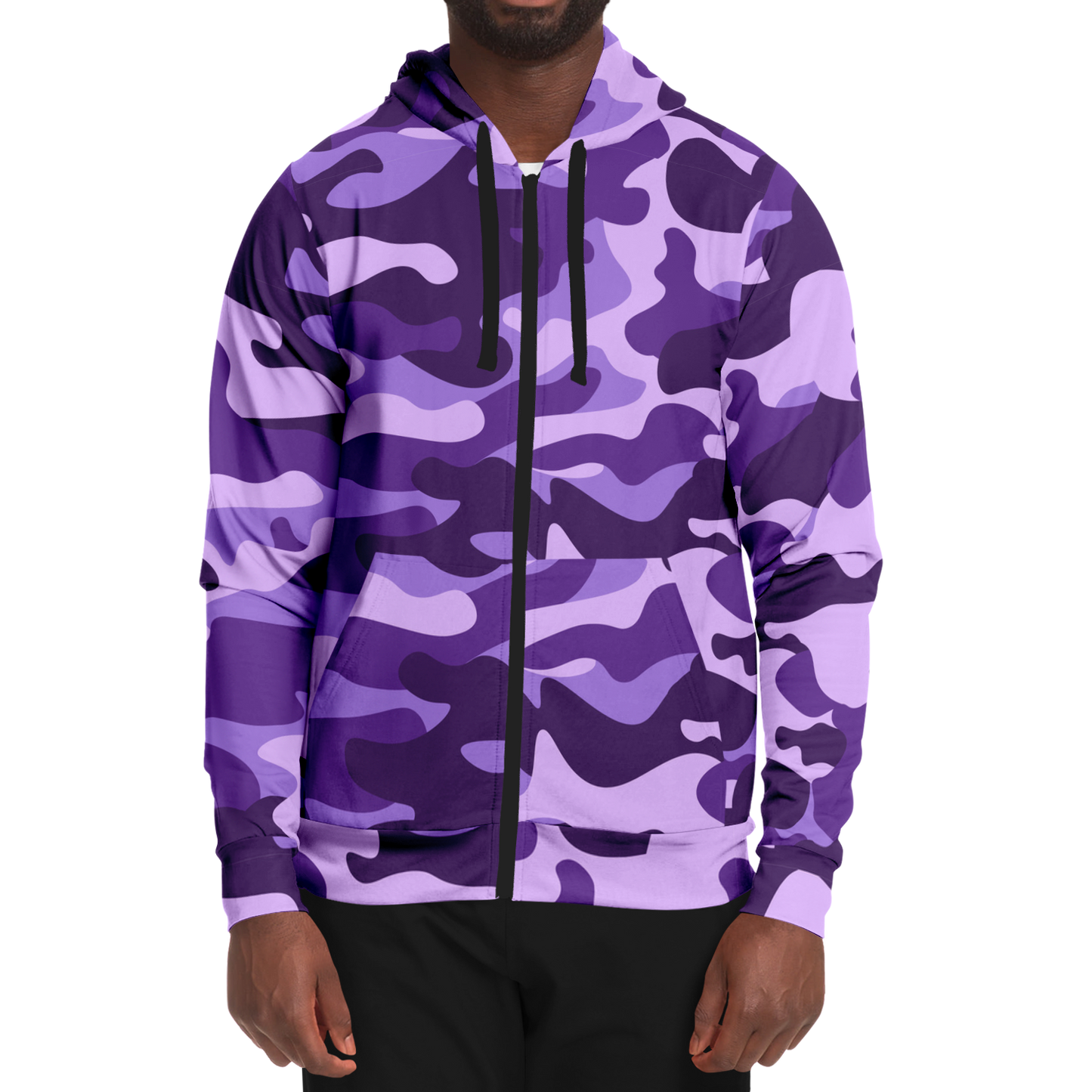 Zip-Up Hoodie | Purple, Blue, and Mauve Camouflage