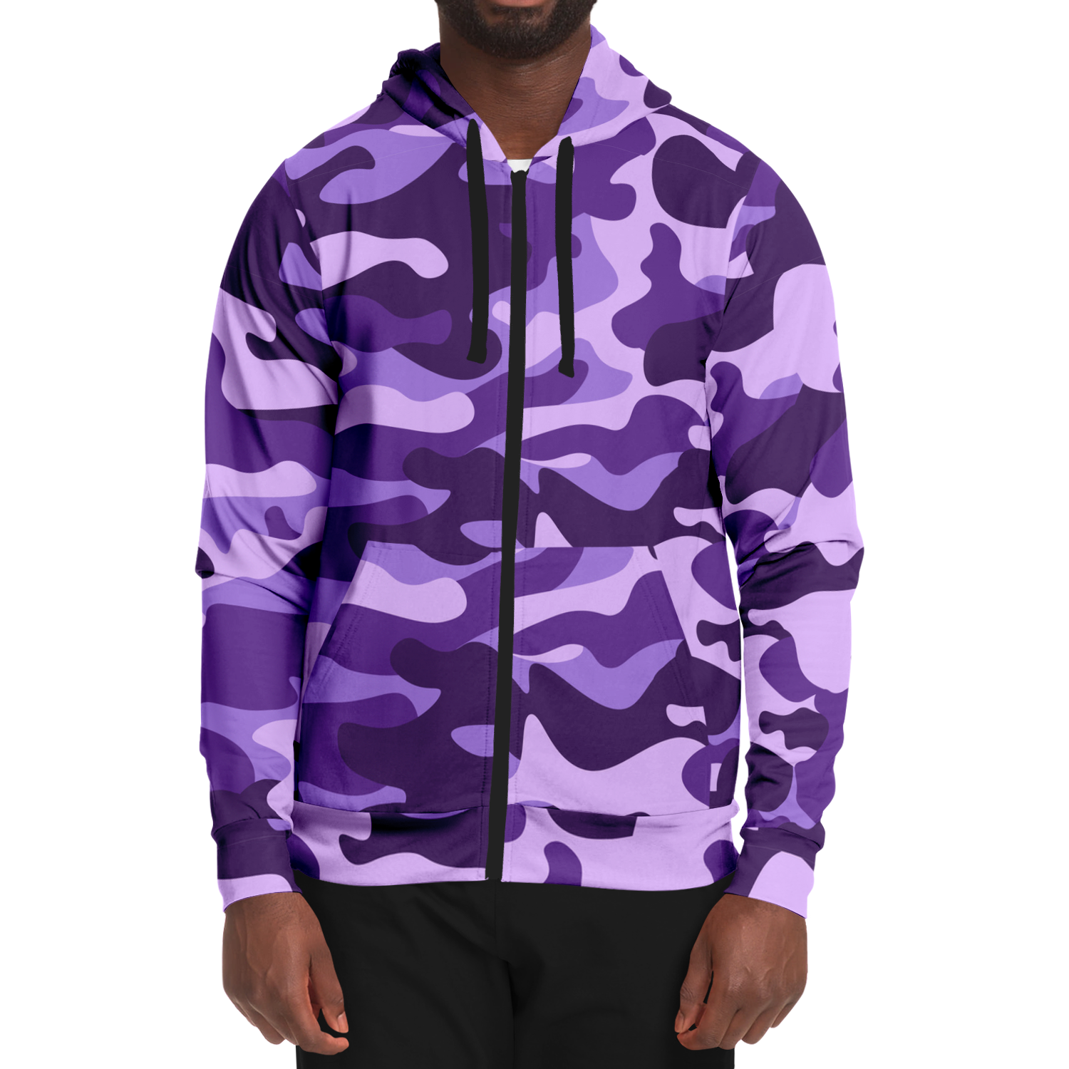 Zip-Up Hoodie | Purple, Blue, and Mauve Camouflage