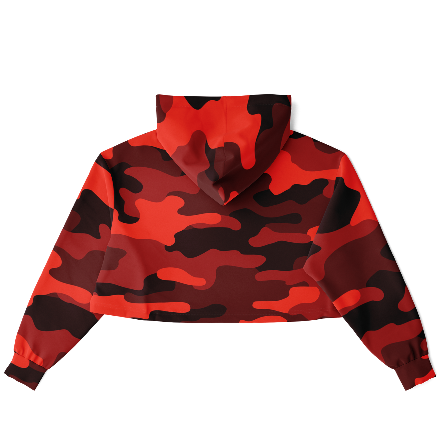 Cropped Hoodie For Women | Scarlet Red & Black Camouflage