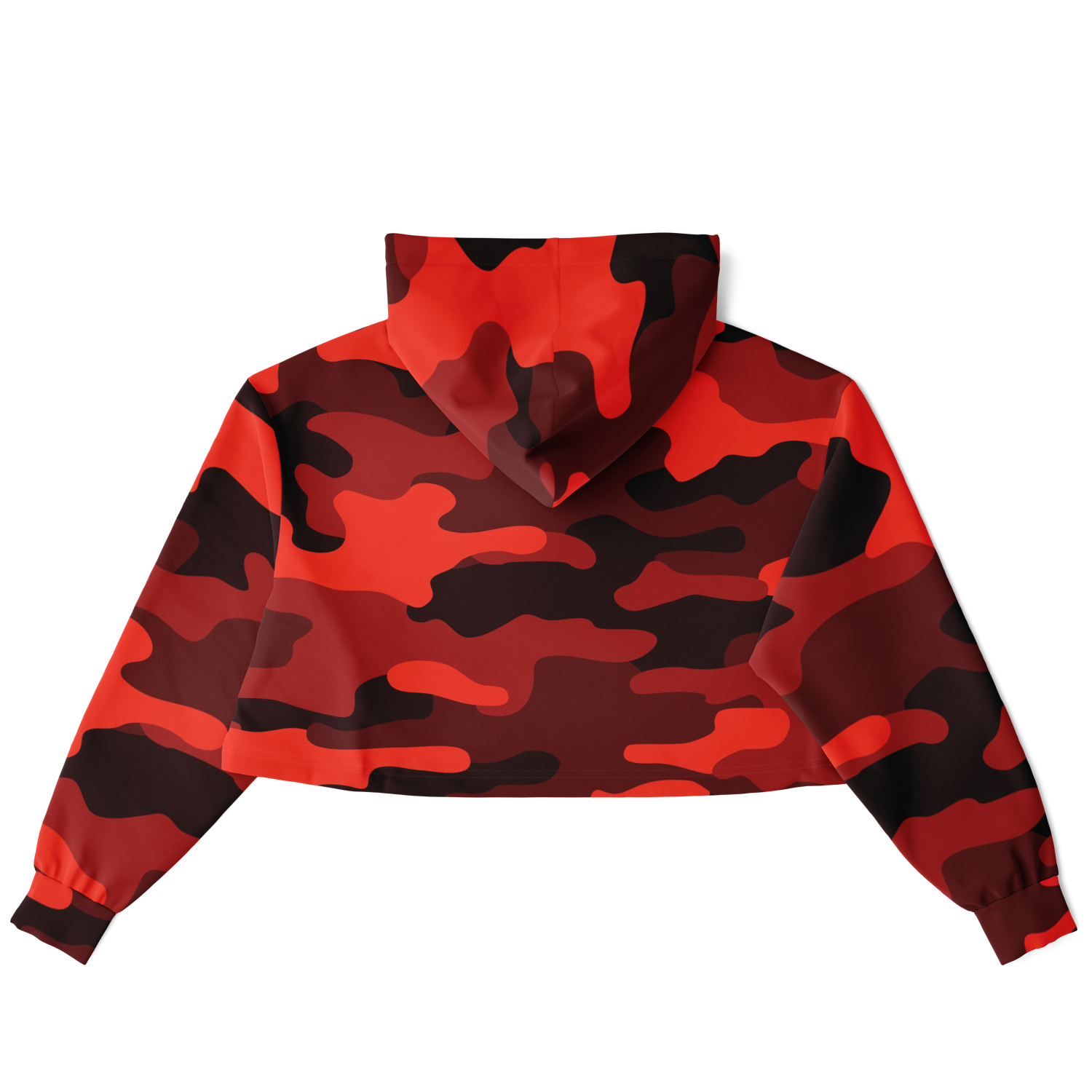 Cropped Hoodie For Women | Scarlet Red & Black Camouflage