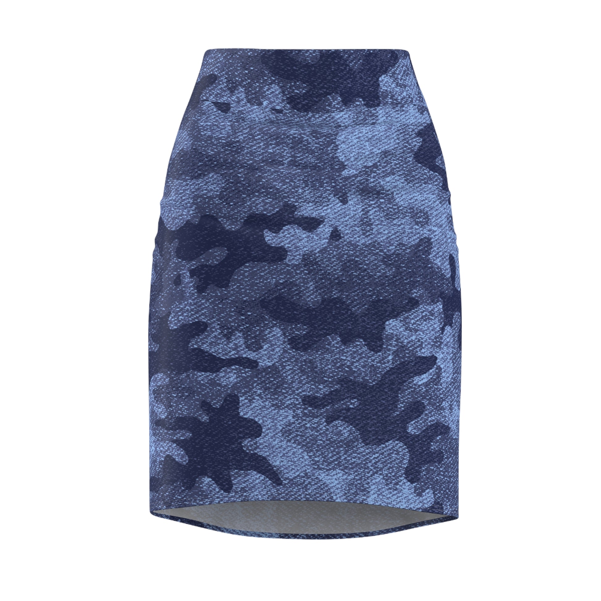 Camo Mini Skirt | Pencil Cut | Denim Blue