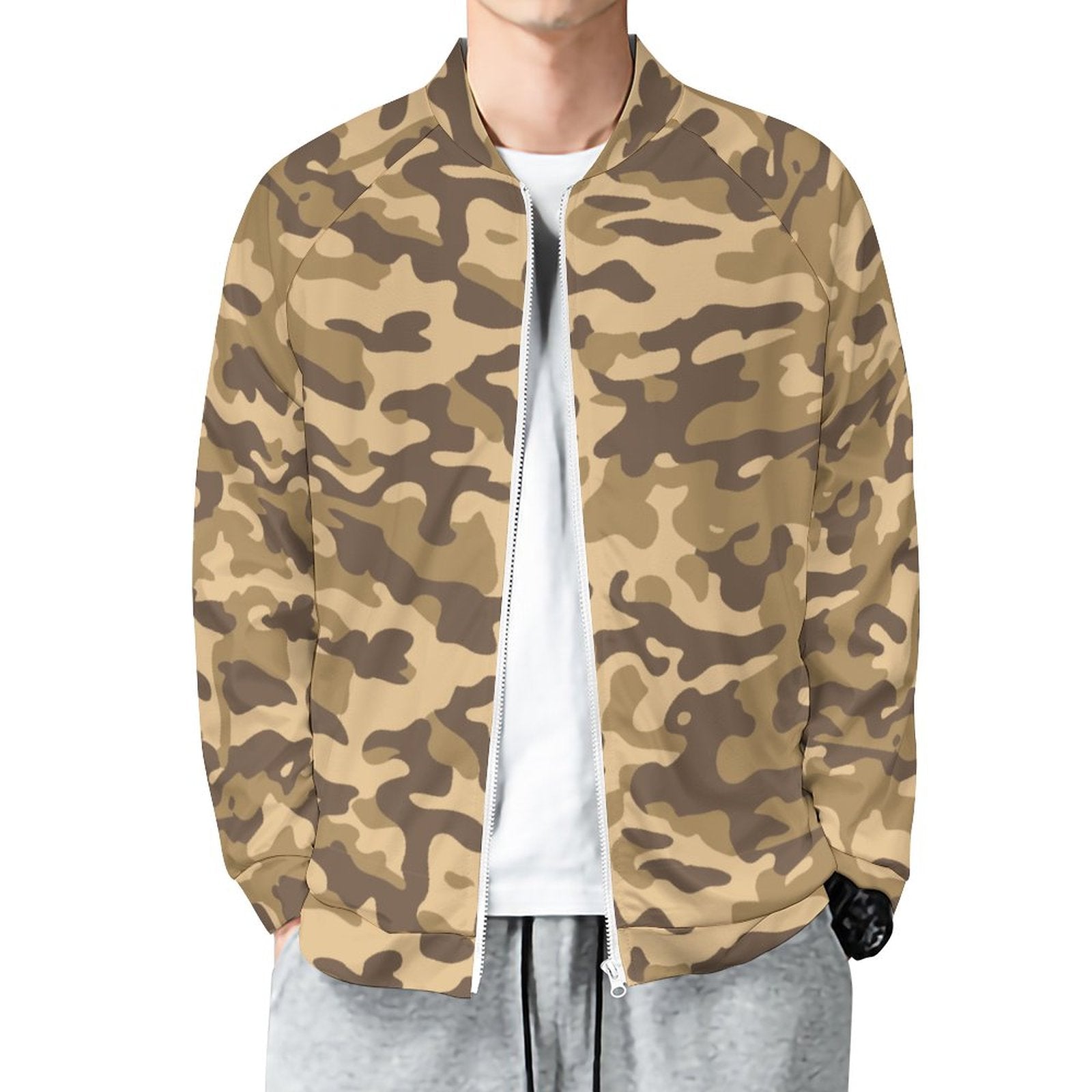 Camo Shirt | Raglan Zip-up | Khaki Camouflage