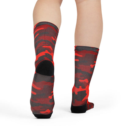 Camo Socks | Scarlet Red & Black | Sublimation Crew