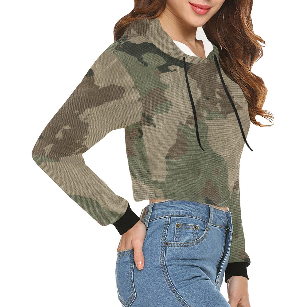 Cropped Camo Hoodie | Tight Fit | Dirty Brown Camouflage