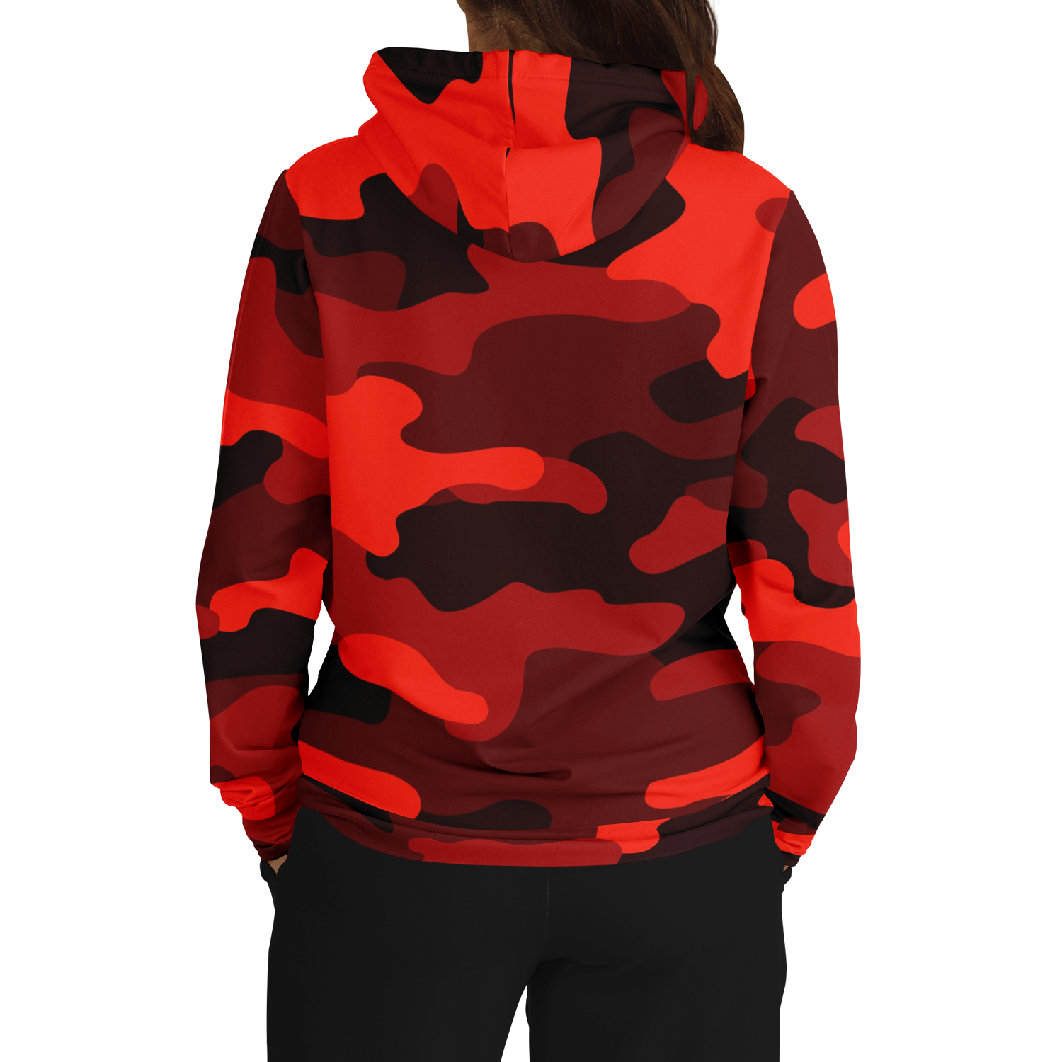 Camo Hoodie | Scarlet Red & Black Camouflage Pullover