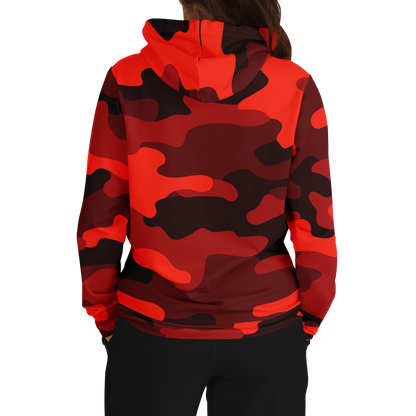 Camo Hoodie | Scarlet Red & Black Camouflage Pullover