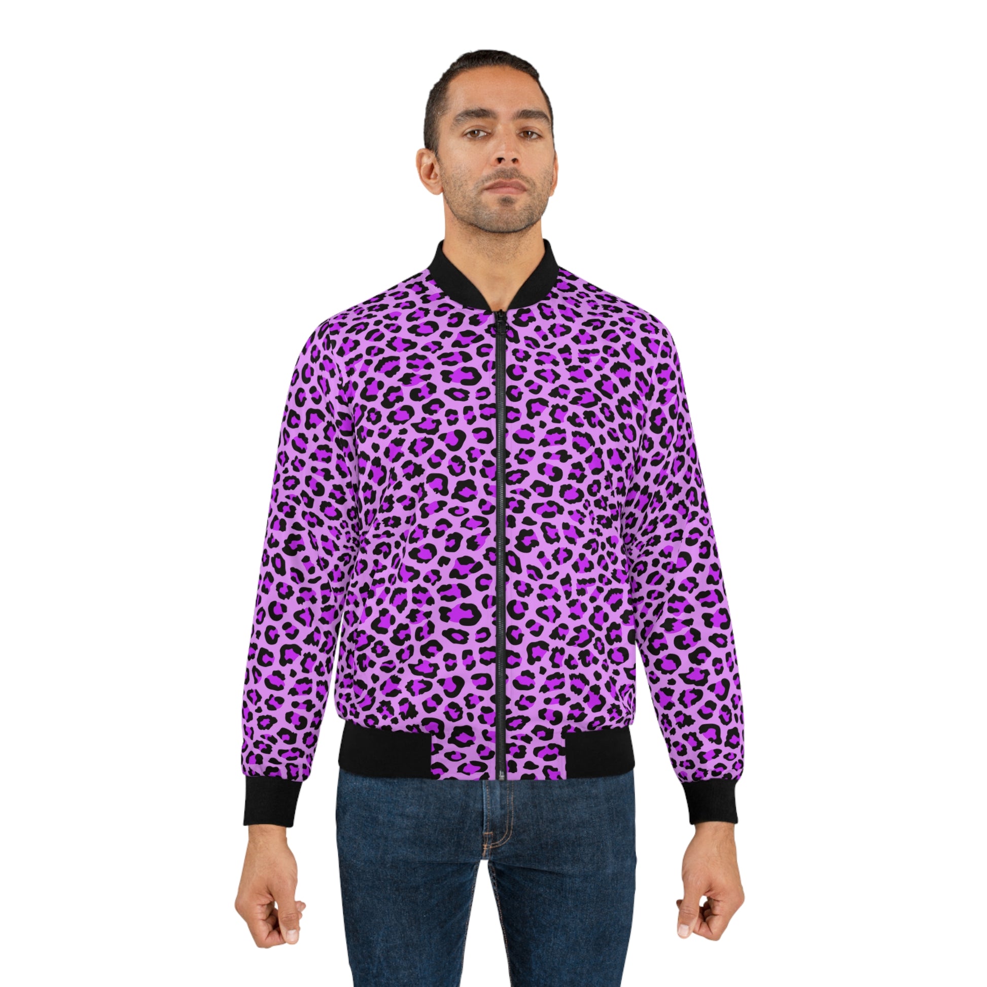 Leopard Jacket | Men's Classic Bomber | Purple, Blue and Black