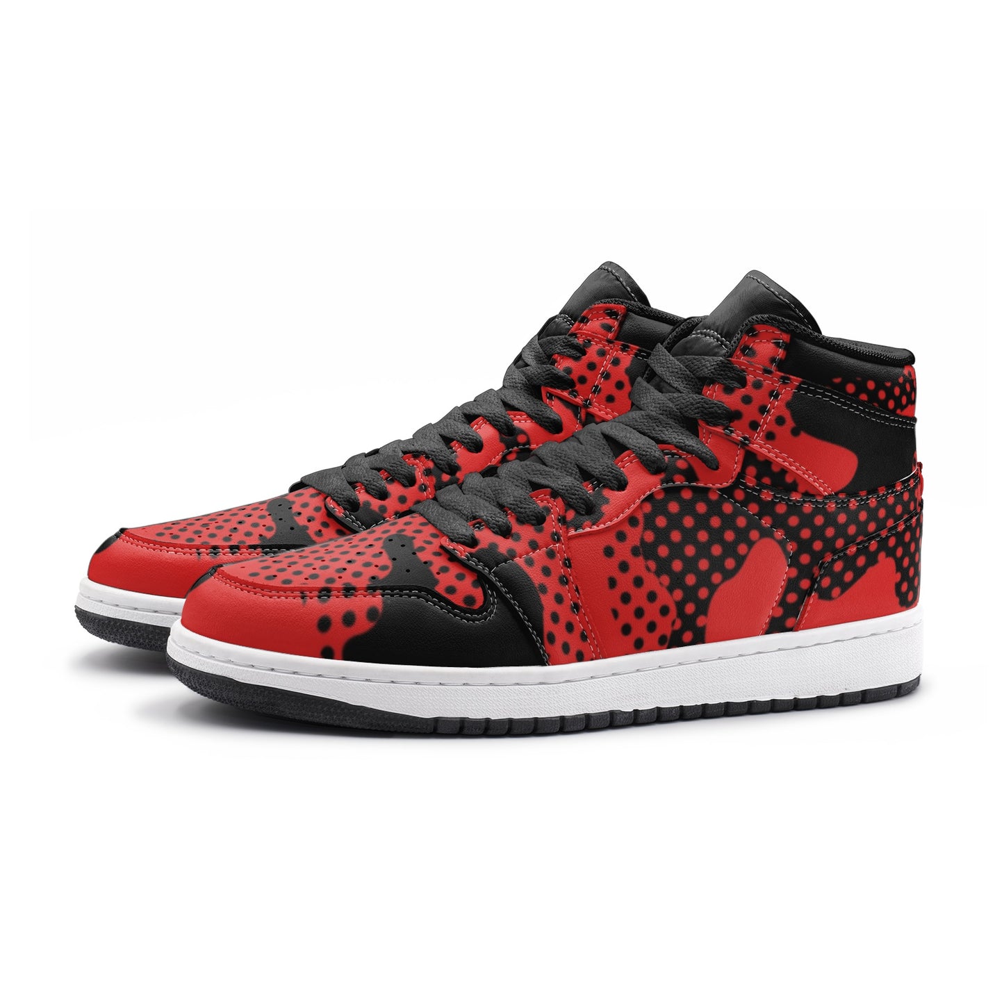 Black & Red Camo Sneakers | High Top | Pixel Camouflage