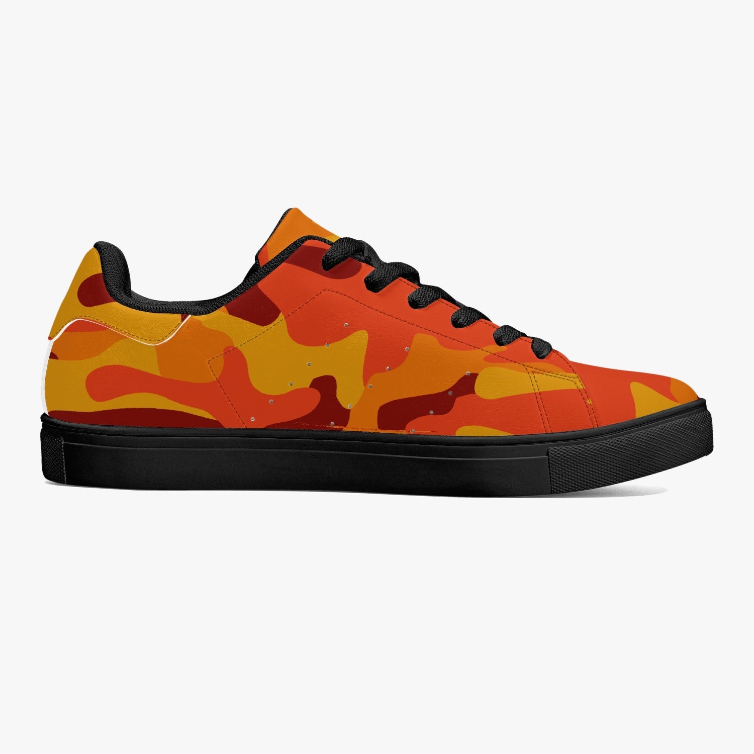 Camo Sneakers | Classic Low-Top Leather | Orange & Red