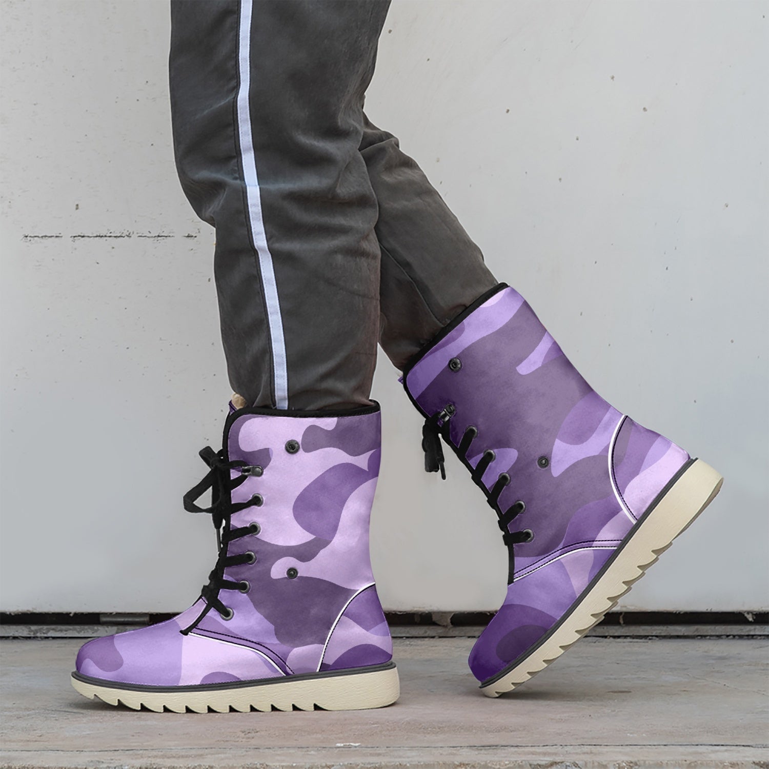 Camo Boots | Purple, Blue, & Mauve Cotton-Pad Fur Lining