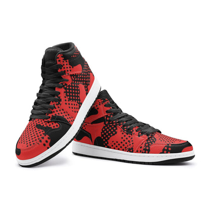 Black & Red Camo Sneakers | High Top | Pixel Camouflage