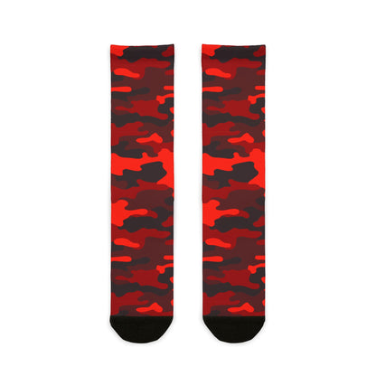 Camo Socks | Scarlet Red & Black | Sublimation Crew