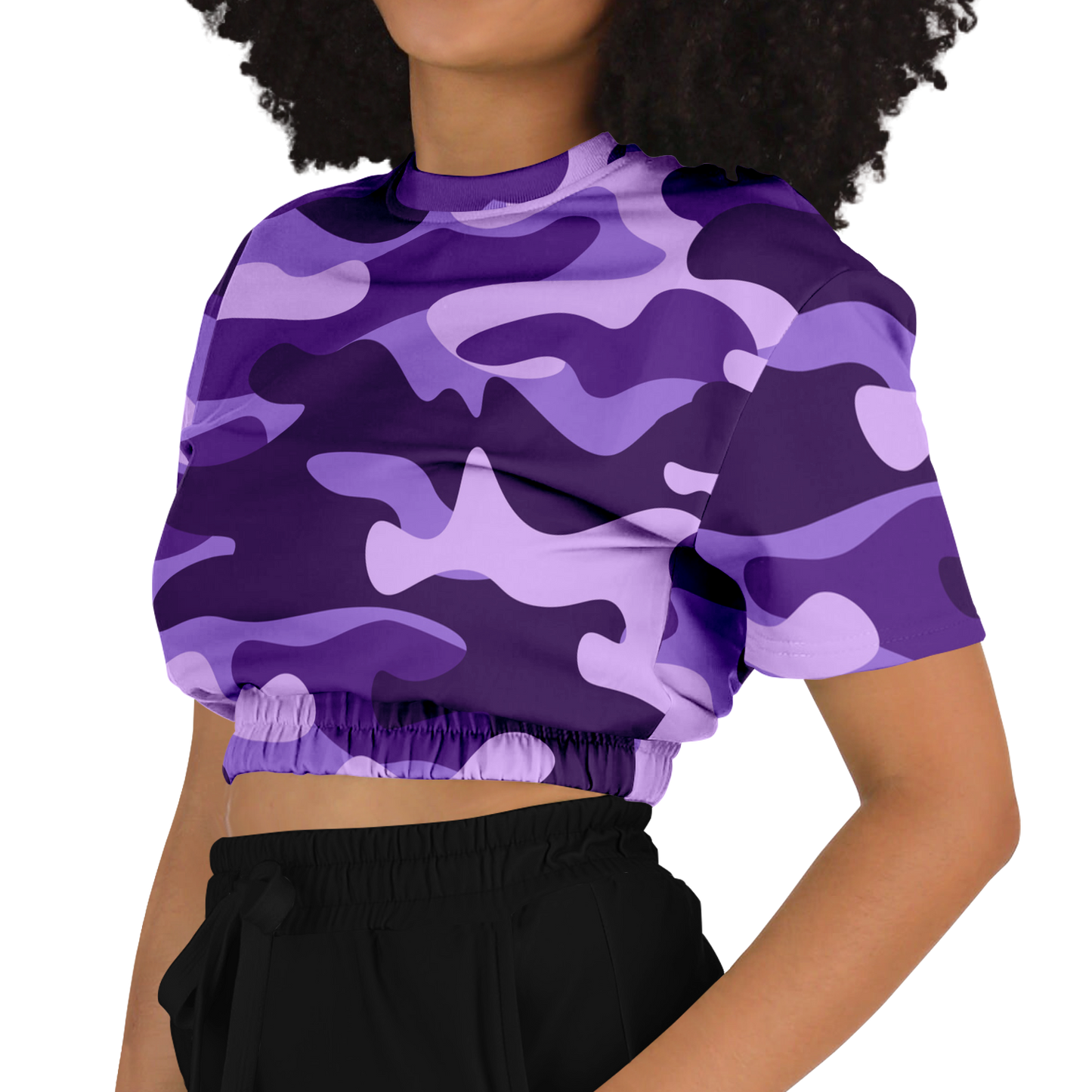 Camo Crop Top Sweatshirt | Purple, Blue & Mauve Camouflage