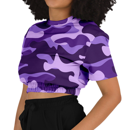 Camo Crop Top Sweatshirt | Purple, Blue & Mauve Camouflage