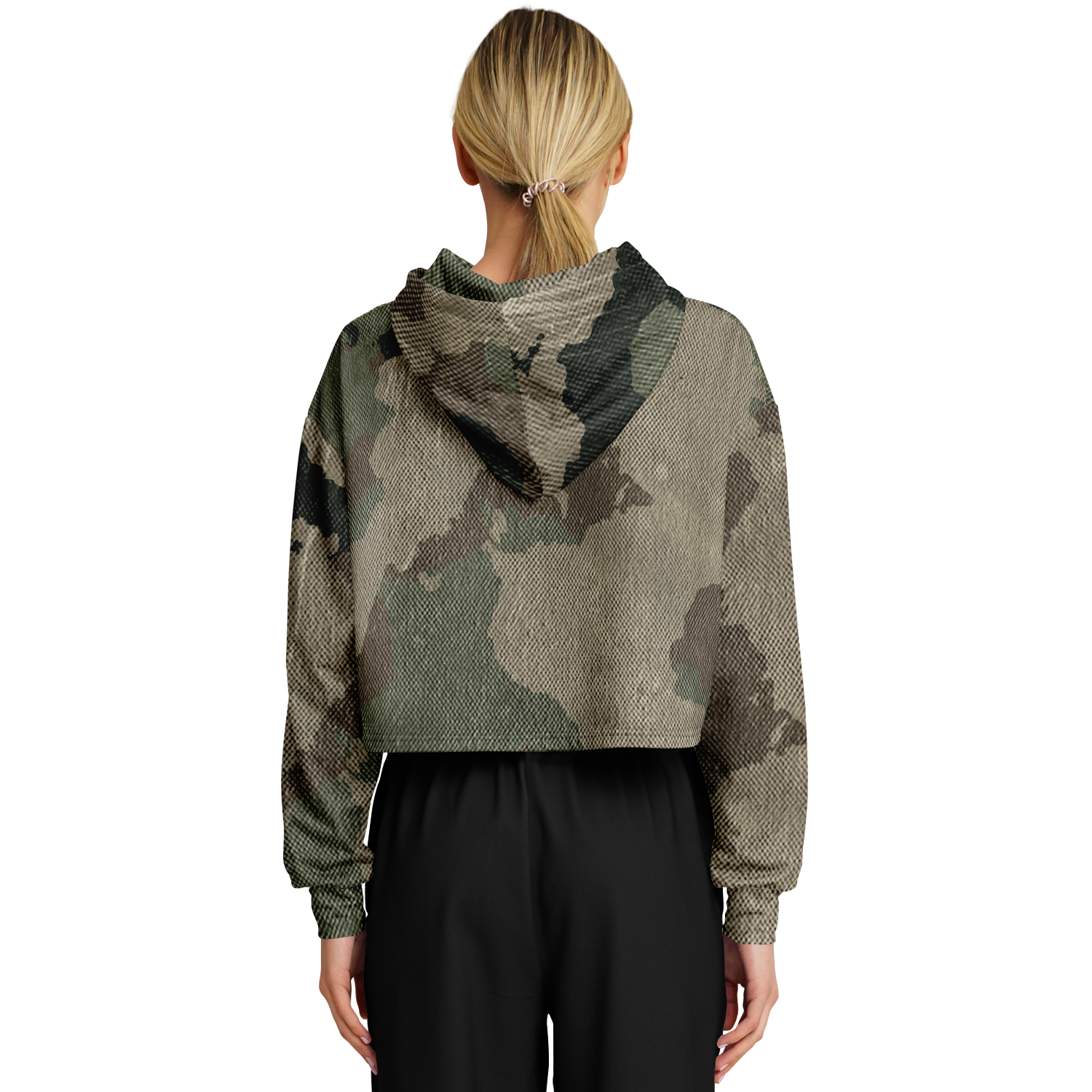 Cropped Hoodie For Women | Dirty Old Brown Camouflage