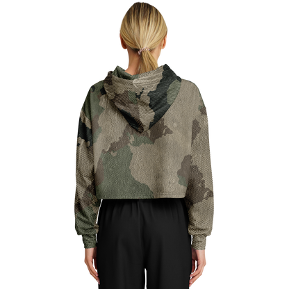 Cropped Hoodie For Women | Dirty Old Brown Camouflage