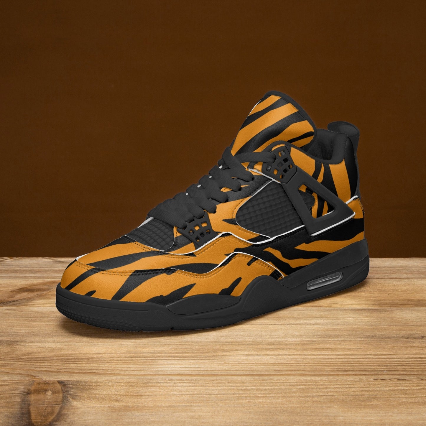 Tiger Jordans AJ4 | Orange and Black High-top Sneakers