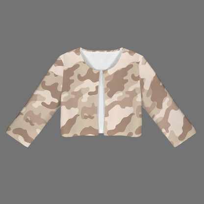 Camo Blazer | Cropped Open Front | Desert Brown Camouflage