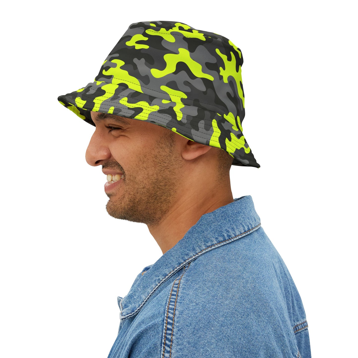 Camo Bucket Hat | Yellow, Black, and Gray Camouflage