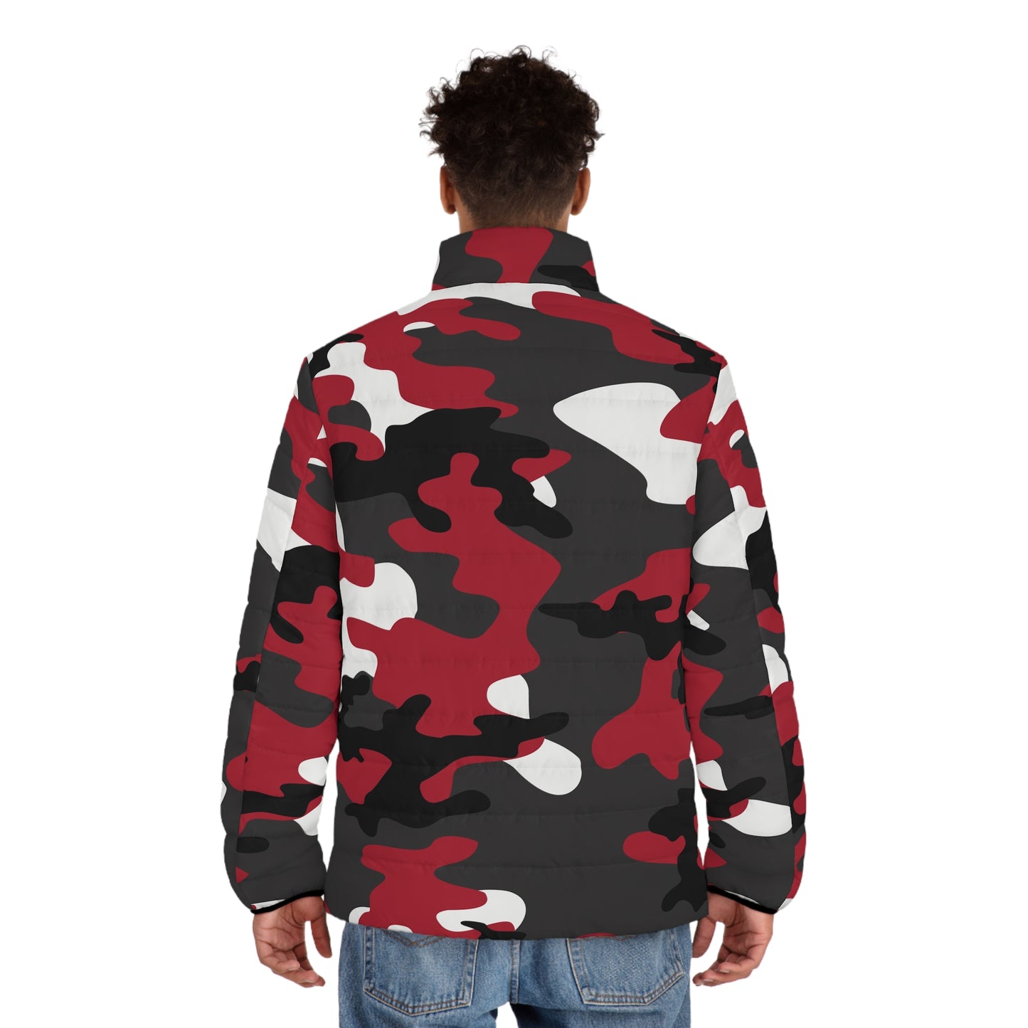 Camo Puffer Jacket | Jungle Green, Red, Black & White