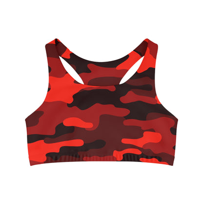 Camo Bra | Scarlet Red & Black Sports Camouflage