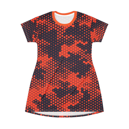 Camo T-Shirt Dress | Orange and Blue Digital Camouflage