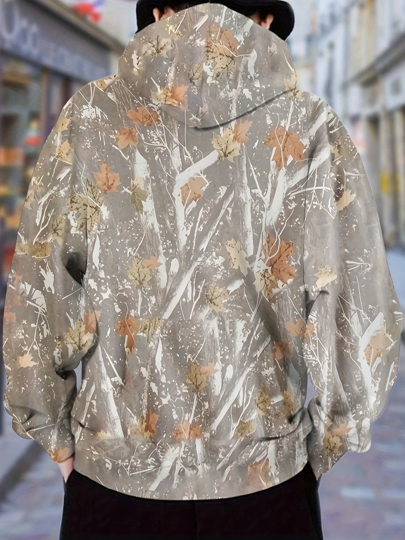 Men's Tropical Print Hoodie | Casual Apricot Pullover