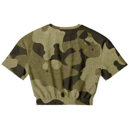 Camo Crop Top Sweatshirt | Green Fabric Camouflage