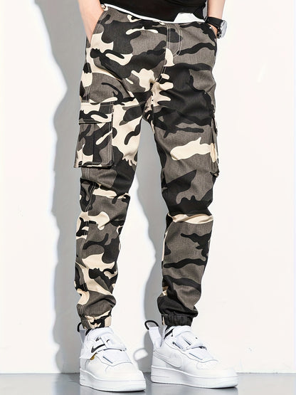 Men's Camo Cargo Cropped Pants With Multi Pockets | Vintage Style