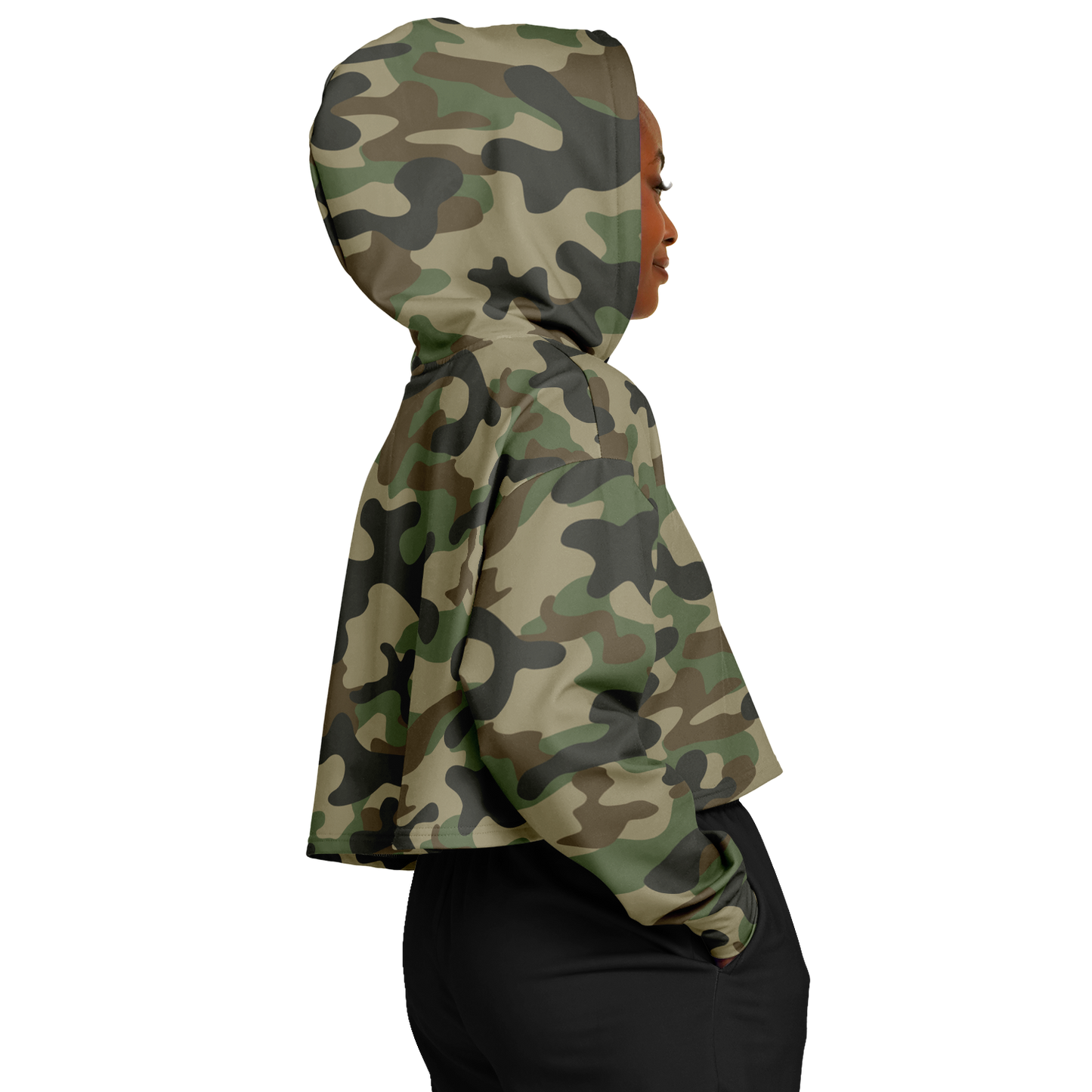 Cropped Hoodie For Women | Military Brown Camouflage