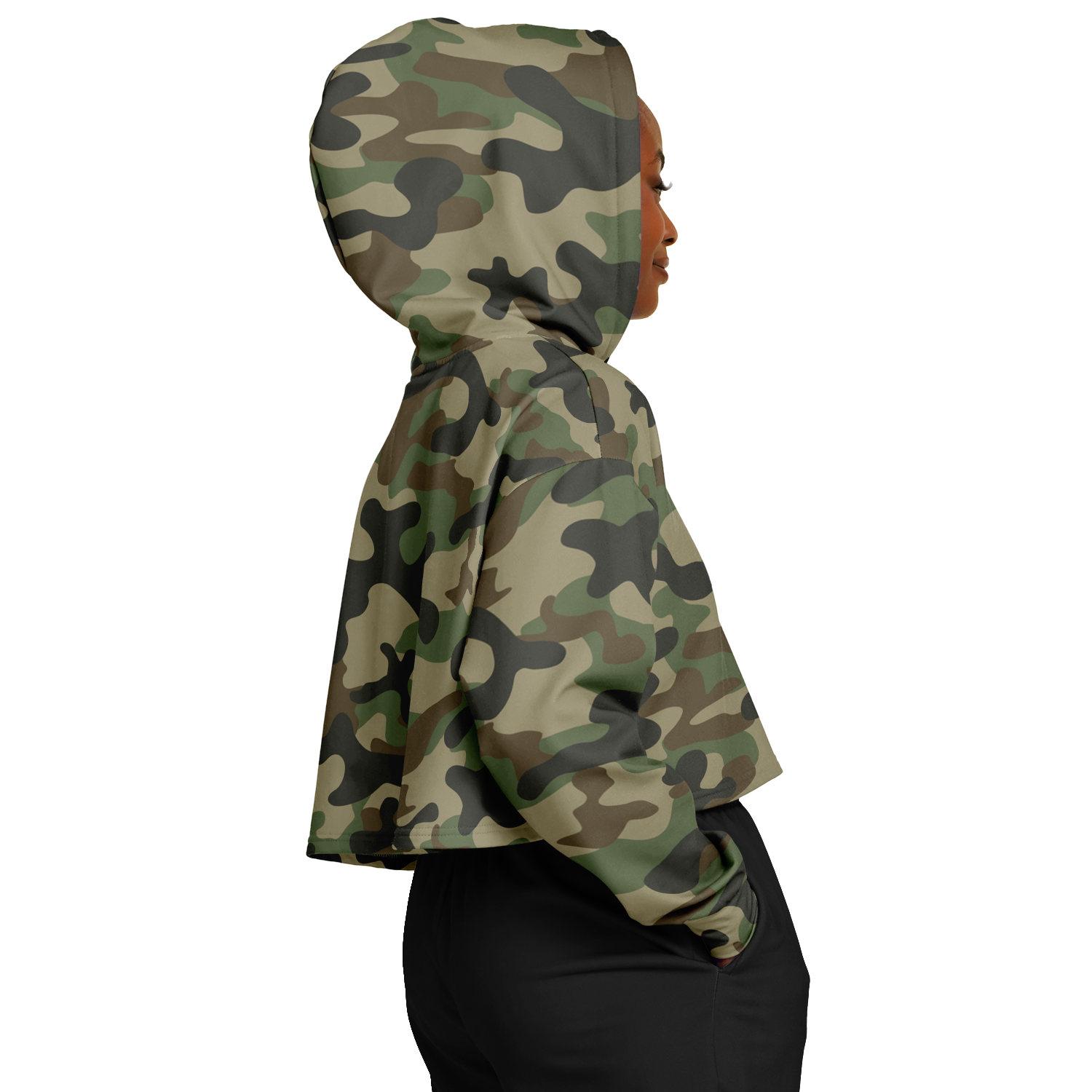 Cropped Hoodie For Women | Military Brown Camouflage