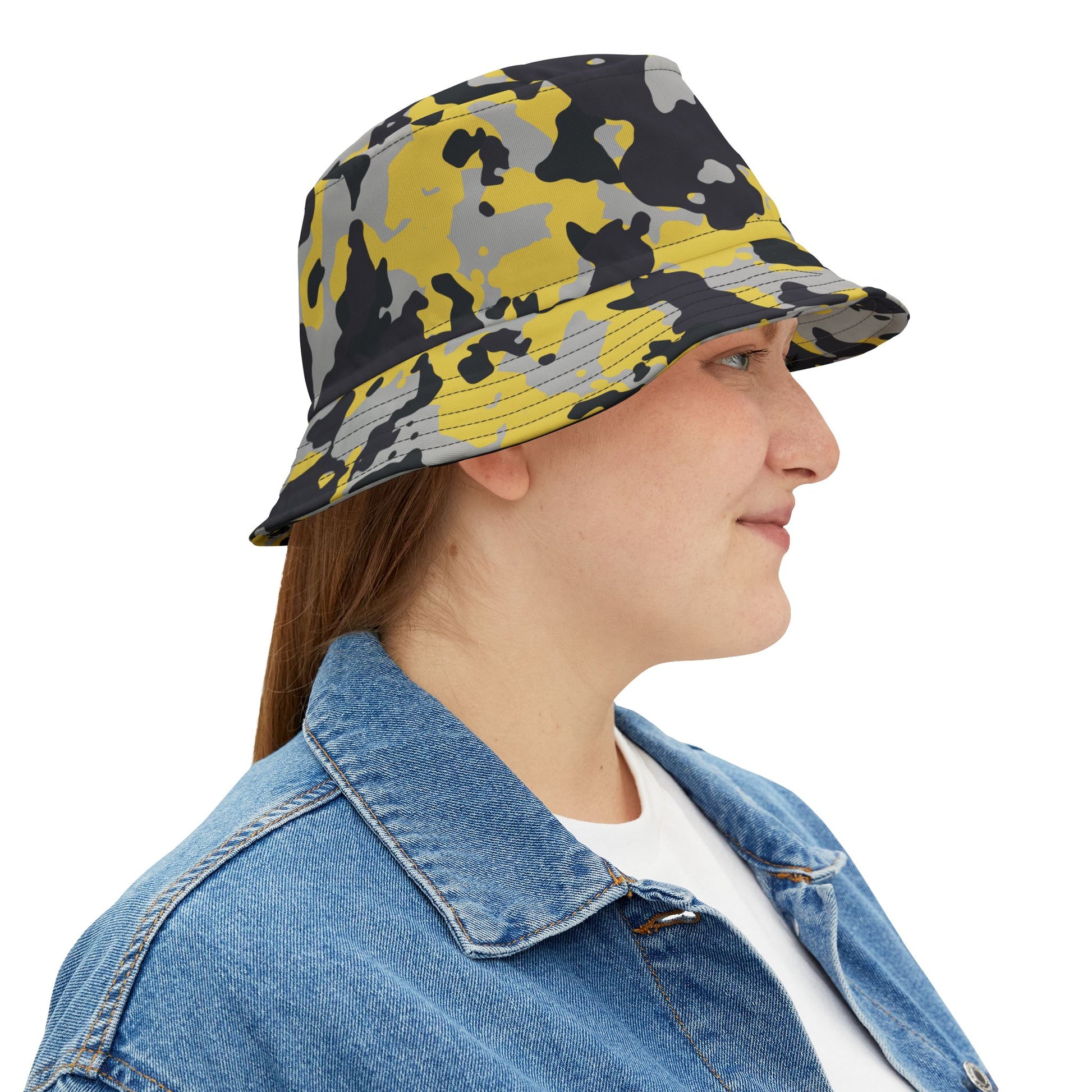 Camo Bucket Hat | Yellow, Black, and Silver Camouflage