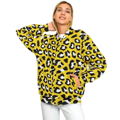 Baseball Jacket in Yellow & Black Leopard Pattern