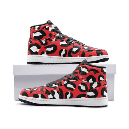 Leopard Sneakers AJ1 | High-top | Red, White & Black