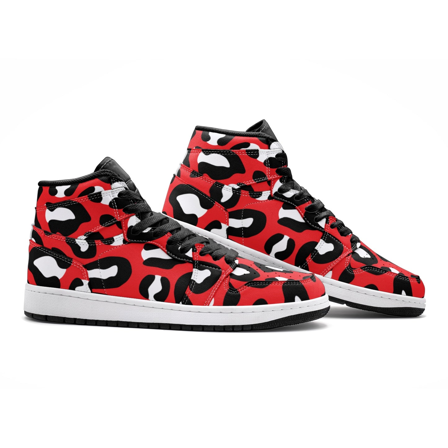 Leopard Sneakers AJ1 | High-top | Red, White & Black