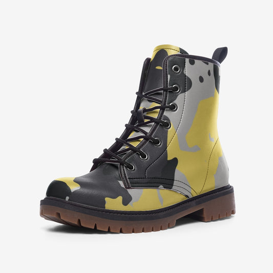 Camo Boots | Leather Camouflage in Yellow, Black, and Silver