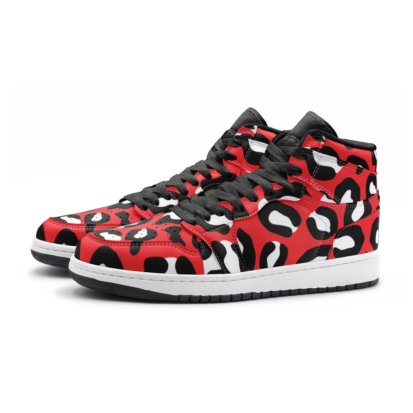 Leopard Sneakers AJ1 | High-top | Red, White & Black